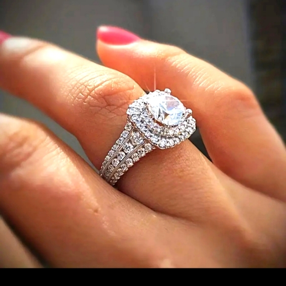 925 Silver Mosaic Cocktail Ring SIZE 7 - Picture 2 of 3